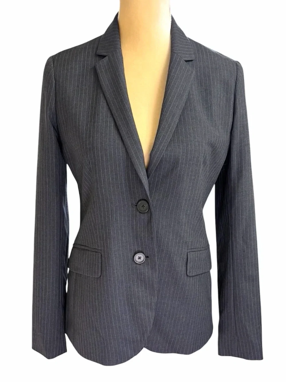 J. Crew Super 120s Audrey Two-Button Blazer in Gray Pinstripe Wool 4